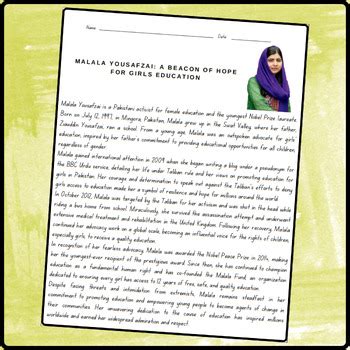 Malala Yousafzai A Beacon Of Hope For Girls Education Reading