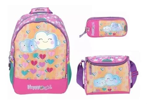 Kit Mochila Lonchera Y Lapicera Happy Girl Primaria Env O Gratis