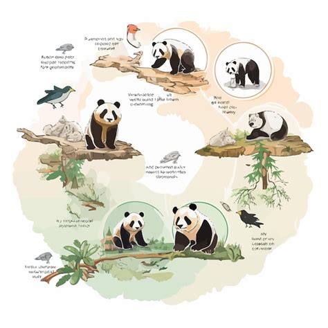 Panda Cycle De Vie Infographique Vector Vecteur Premium