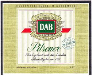 Drink Label DAB Pilsener Dortmunder Actien Brauerei Germany Federal