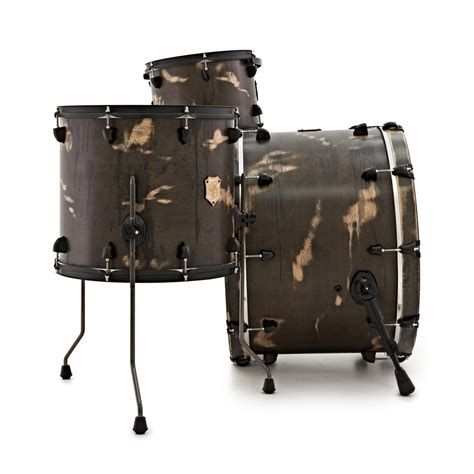 Sjc Custom Drums 24 3pc Shell Pack Distressed Ghost Black At Gear4music