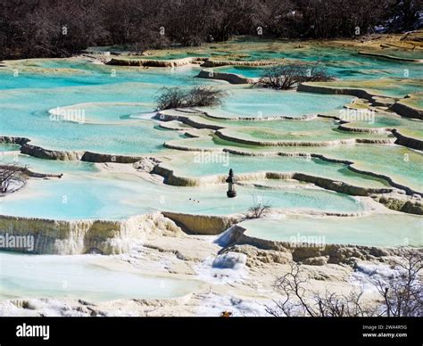 Huanglong travertine pools Stock Photo - Alamy