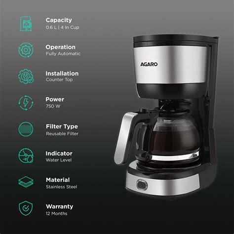 Buy Agaro Royal Watt Cups Automatic Drip Coffee Maker With Auto