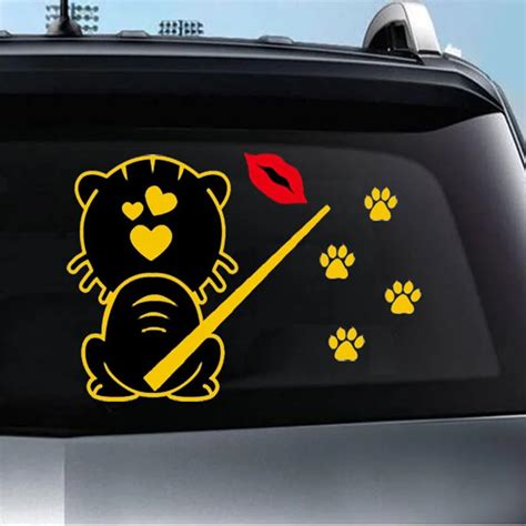 3d Carton Window Wiper Funny Cat Moving Tail Car Sticker Reflective