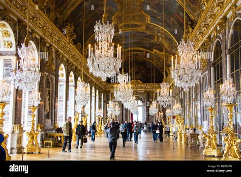 Grand Gallery (Hall of Mirrors), Palace of Versailles, France. The treaty formally ending the ...