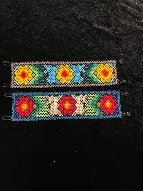 Wixarika Huichol Peyote Pattern Beaded Bracelet Genuine Huichol Made