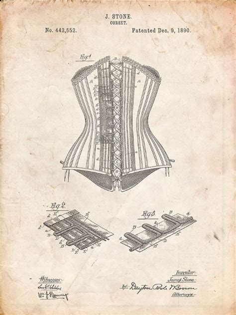 Somerset House Images PP259 VINTAGE PARCHMENT CORSET PATENT POSTER