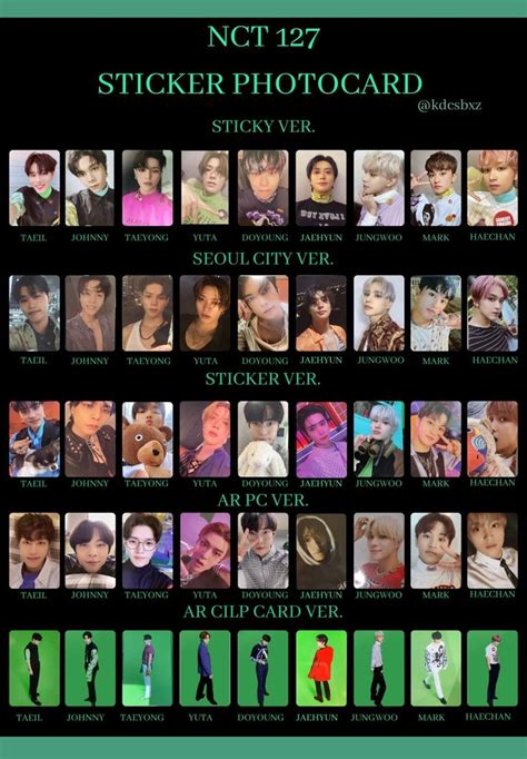 NCT 127 Sticker Album Photocards Nct 127 Taeyong Jaehyun