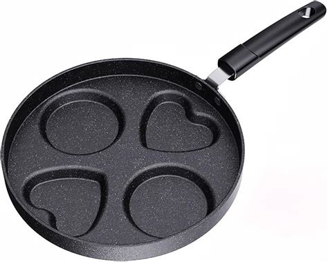 Qnciger 9 7 4 Hole Frying Pan Nonstick Heart Shaped Pancake Pan Breakfast Egg