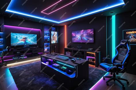 Premium Photo | Customizable RGB Lighting Showcase Gaming Room Ambiance