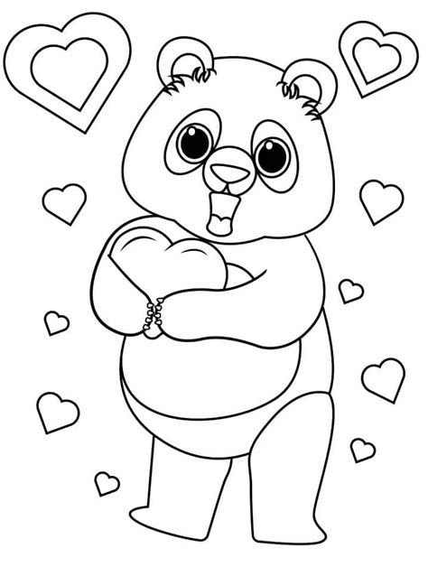 Desenhos De Panda Com Corações Para Colorir E Imprimir Colorironlinecom