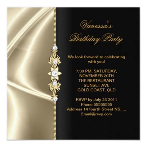 Elegant Birthday Party Gold Black Cream Invitation Zazzle