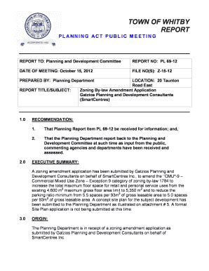 Fillable Online Whitby Civicweb Pl Zoning By Law Amendment