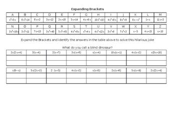 Expanding Brackets Codebreaker By Moo Man Teachers Pay Teachers