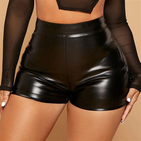 High Waist Bodycon Push Up Black Leather Shorts Nora Glam Chic