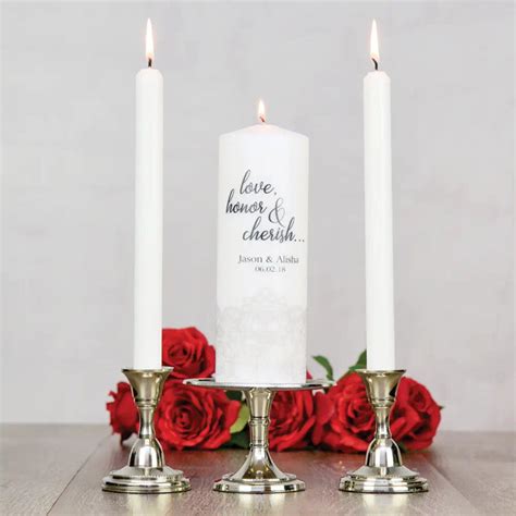 Personalized Unity Candle Set Love Honor Cherish