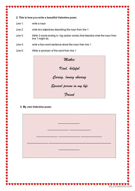 Valentine Poem English Esl Worksheets Pdf And Doc