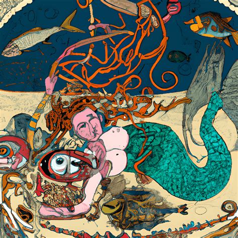 Intricate Detailed Caricature Of Terrifying Mermaid Autopsy In Style Of