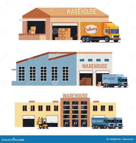 Warehouse Building Industrial Construction And Factory Storage Vector