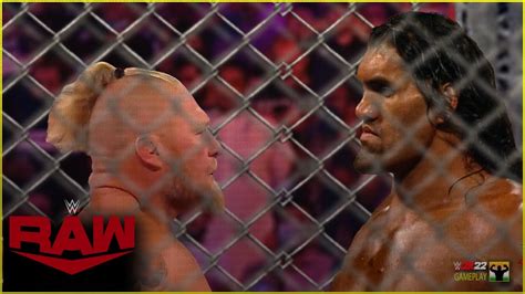 The Great Khali Vs Brock Lesnar Steel Cage Match Raw Youtube