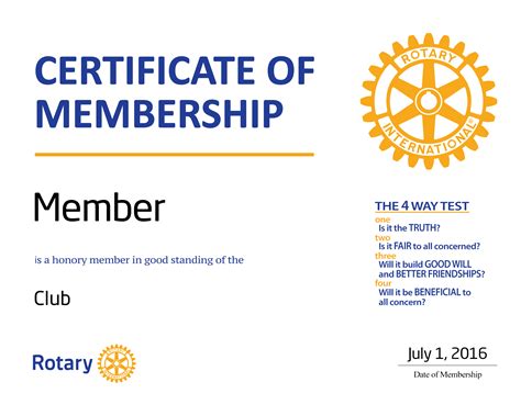 CERTIFICATES Rotary Merchandise Rotary Licensed Vendor Rotary Club