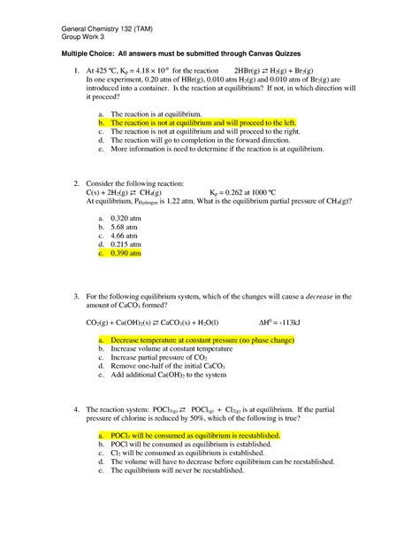 GW 3 3 In Class Group Work General Chemistry 132 TAM Group Work 3