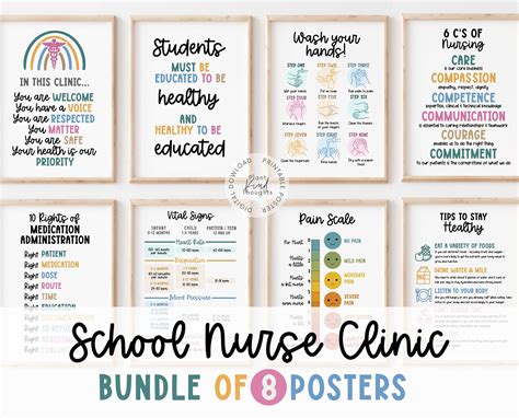 8 SCHOOL NURSE Office Decor School Clinic School Nurse Posters School ...