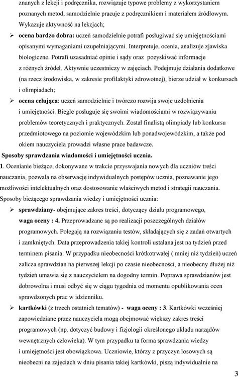 Przedmiotowe Zasady Oceniania Z Biologii I Element W Ekologii Pdf