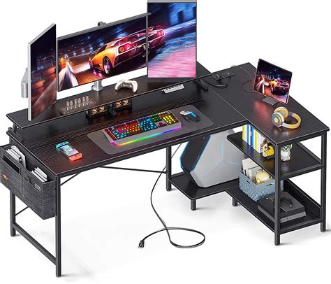 ODK 58 Inch Computer Desk With USB Charging Port Power Outlet L