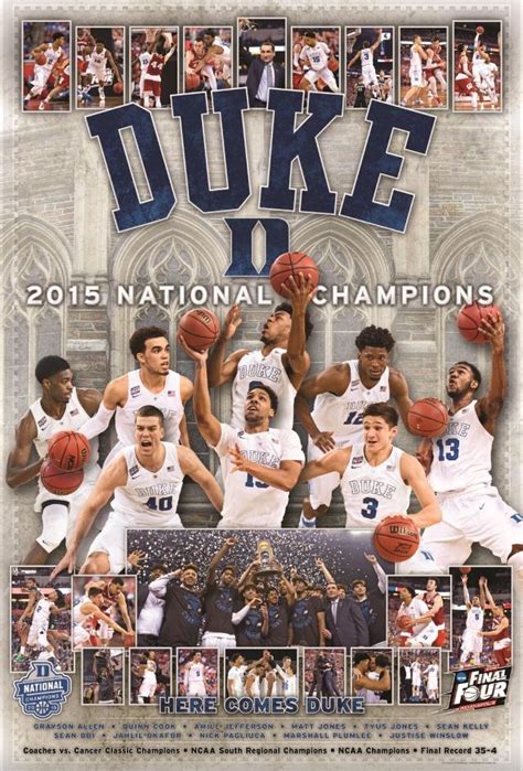 Duke Mens 2015 Championship Poster Baloncesto Es Vida Fútbol