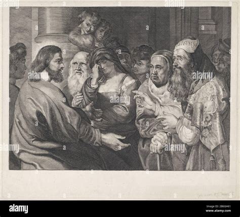 Christ And The Adulteress The Temple Pharisees Lead A Woman Accused Of Adultery To Christ The