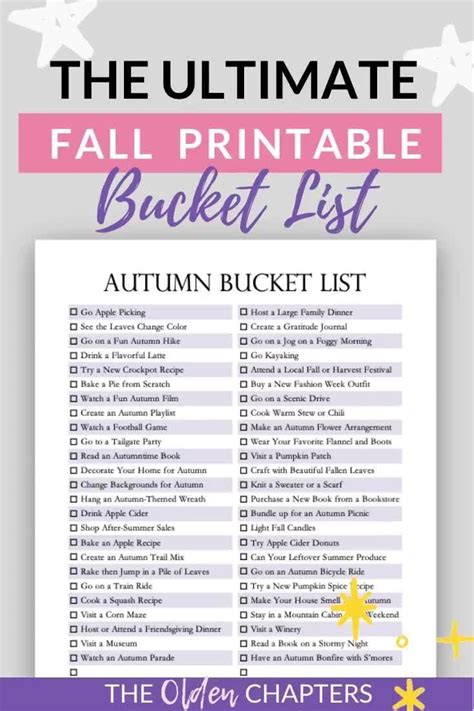 The Ultimate Fall Printable Bucket List With Text Overlay That Says