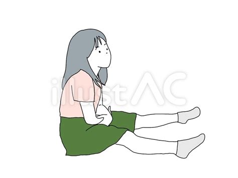 足を伸ばして床に座る女の子イラスト No 22552888／無料イラスト フリー素材なら「イラストac」