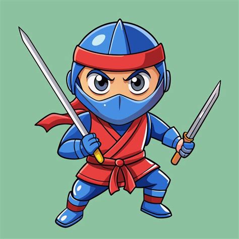 El Lindo Luchador Ninja En Acci N Con La Ilustraci N Vectorial De