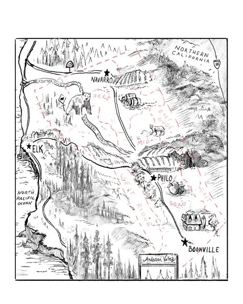 Wine & Spirits Mag Anderson Valley illustrated map on SCAD Portfolios