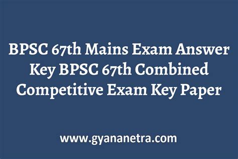 Bpsc Th Mains Exam Answer Key Bpsc Th Combined Competitive