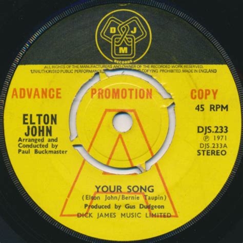 Elton John – Your Song (1971, Vinyl) - Discogs