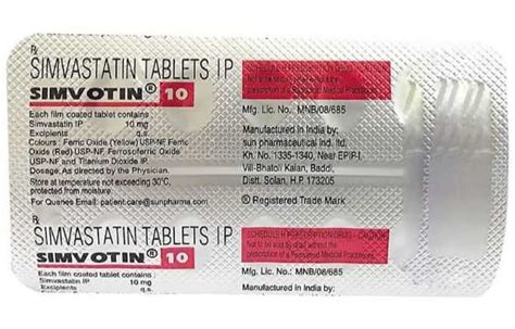 Simvotin Mg Simvastatin Tablets Treatment High Cholesterol At Rs