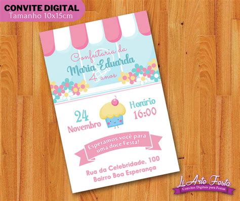 Convite Doceria Confeitaria Arte Digital Tag Grátis no Elo7 Li