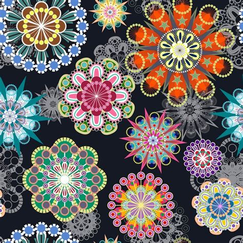 Premium Vector Ornate Colorful Seamless Floral Pattern Over Black