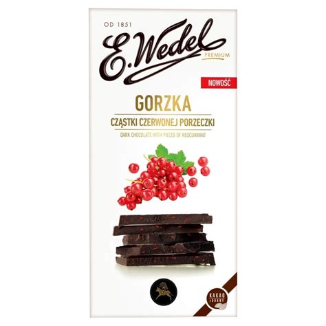 E Wedel Premium Czekolada gorzka cząstki czerwonej porzeczki 100 g