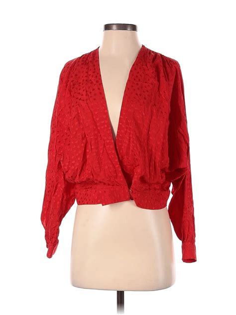 Nwt Zara Women Red Long Sleeve Blouse S Ebay