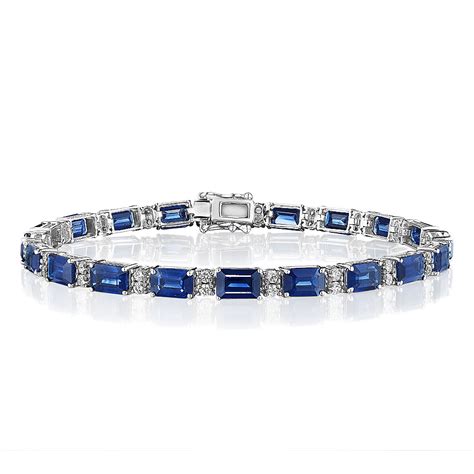 Emerald Cut Sapphire Round Diamond Bracelet SES Creations