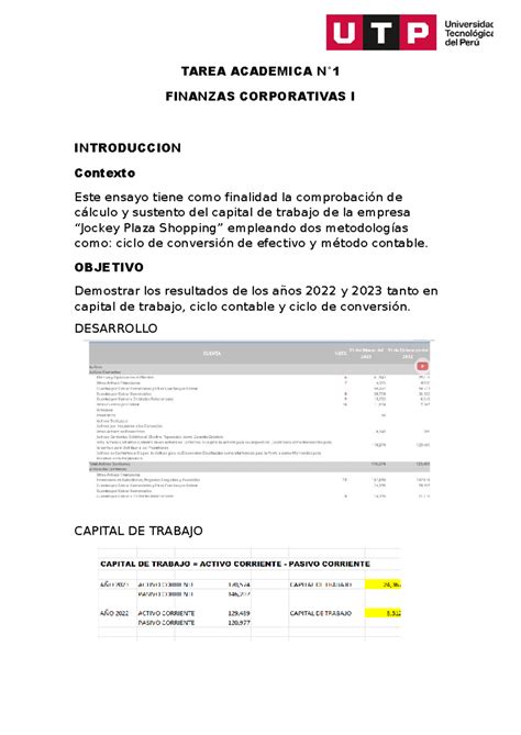 Ta Finanzas Corporativas I Tarea Academica N Finanzas Corporativas