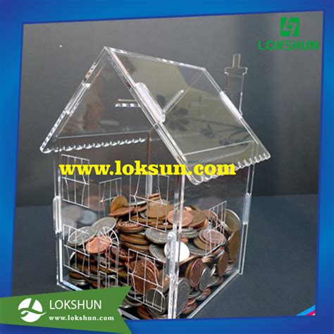 Wholesale Clear Acrylic House Shaped Donation Box With Lock Charitable