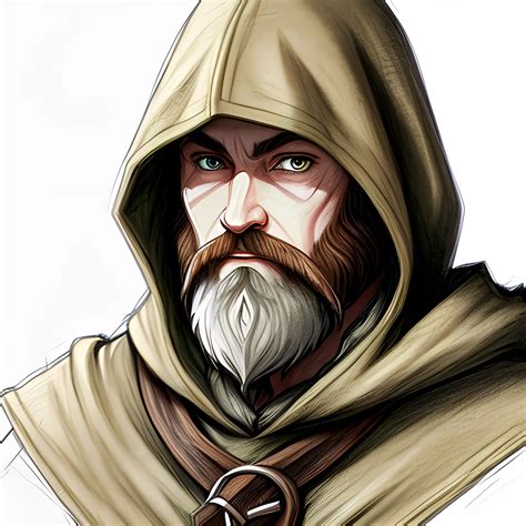 Tan Skin Gnome Green Eyes Light Brown Hair Beard Cloak Dnd