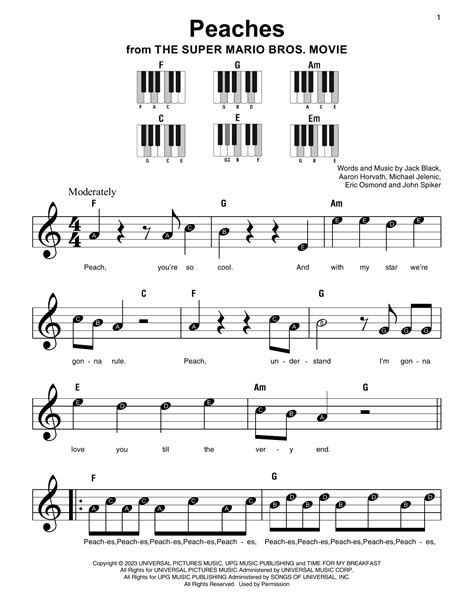 Peaches From The Super Mario Bros Movie By Jack Black Sheet Music