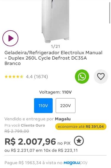 Geladeira Refrigerador Electrolux Manual Duplex L Cycle Defrost