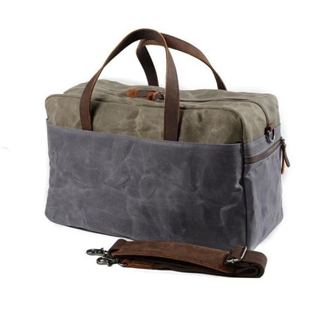 Casual Waxed Canvas Leather Mens Large Travel Weekender Bag Luggage