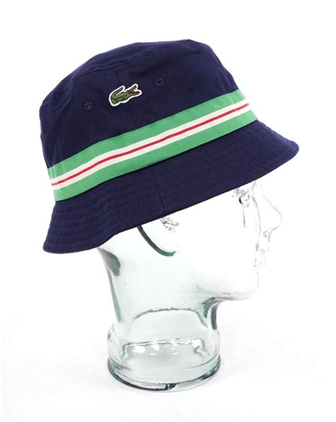 Lacoste Striped Bucket Hat Navy 80s Casual Classics